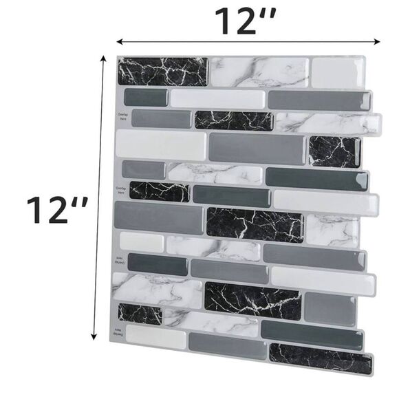 Art3d 10-Sheets Peel & Stick Kitchen Backsplash Tiles 12x12 Self-Adhesive Marble - Picture 2 of 6